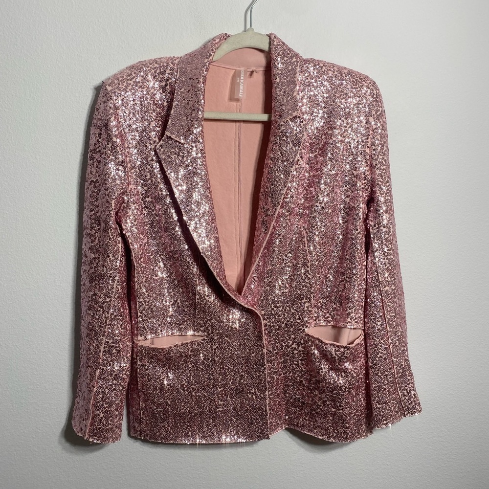 Norma Kamali Pink Sequin Blazer and Sequin Spat Pant - Picture 6 of 12